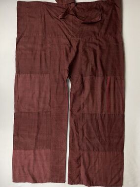 Thai Fisherman Pants 100% Silk One Size Wrap Boho Yogi Red Multi Pattern Blocks